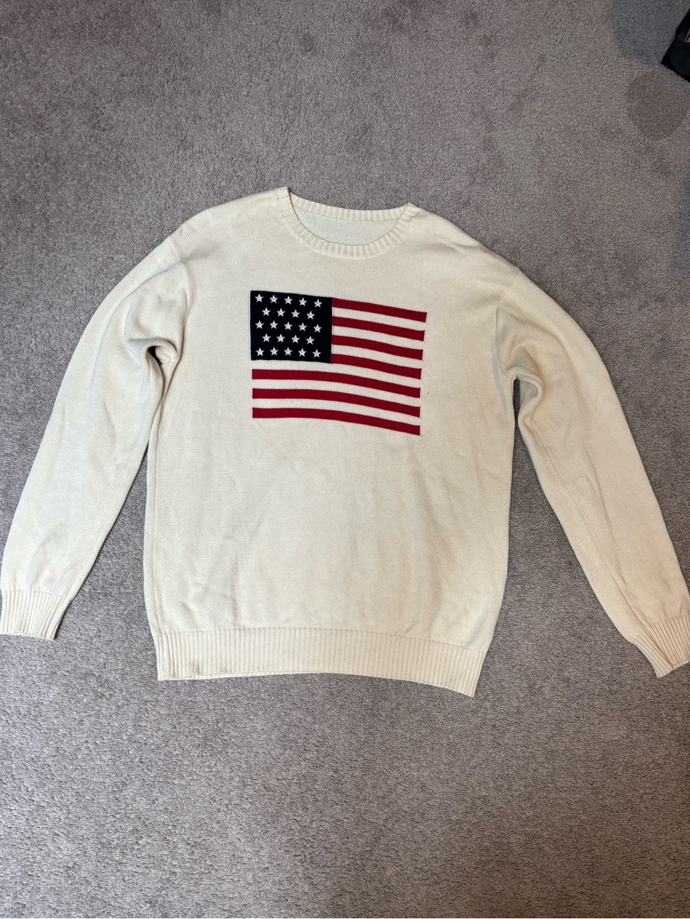Vintage Cream American Flag Sweater